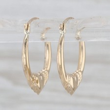 Heart Hoop Earrings 14k Yellow Gold Snap Top Round Hoops