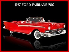 1957 Ford Fairlane 500 Red Convertible New Metal Sign 12x16 Ships Free