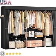Wardrobe Closet Portable Armoire for Hanging Clothes Freestanding Organizer 83"W