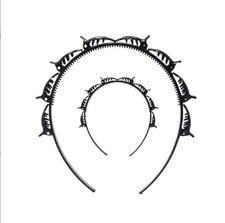 2Pcs Black Double Bangs Hairstyle Hairpin Headband With 8 Small Clips - Women...