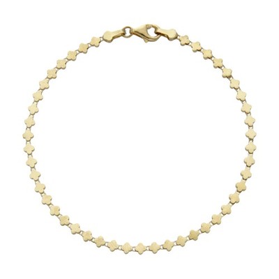 Neu 9 kt Gelbgold 7'' Ausgefallenes Kleeblatt Blütenblatt Gliederarmband 180 mm (7'') 9 kt Gold Fo...