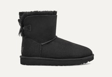 UGG Mini Bailey Bow II Womens Size 6 Winter Shearling Boots Black- NEW