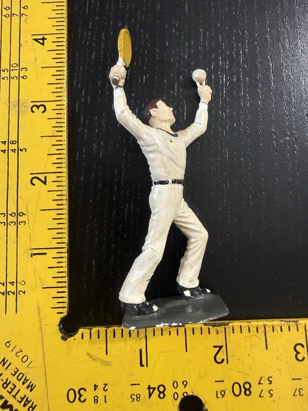 Tennis Player Old Vintage Plastic Playset Figure Antique Toy Cake Topper Marx?