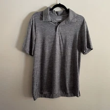 Cool Keep Men SZ L Heather Gray Short Sleeve 2 Button Collared Polo Shirt