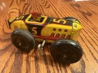 Vintage Marx No. 5 Tin Litho Wind Up Midget Boat Tail Racer Race Car W/ Driver