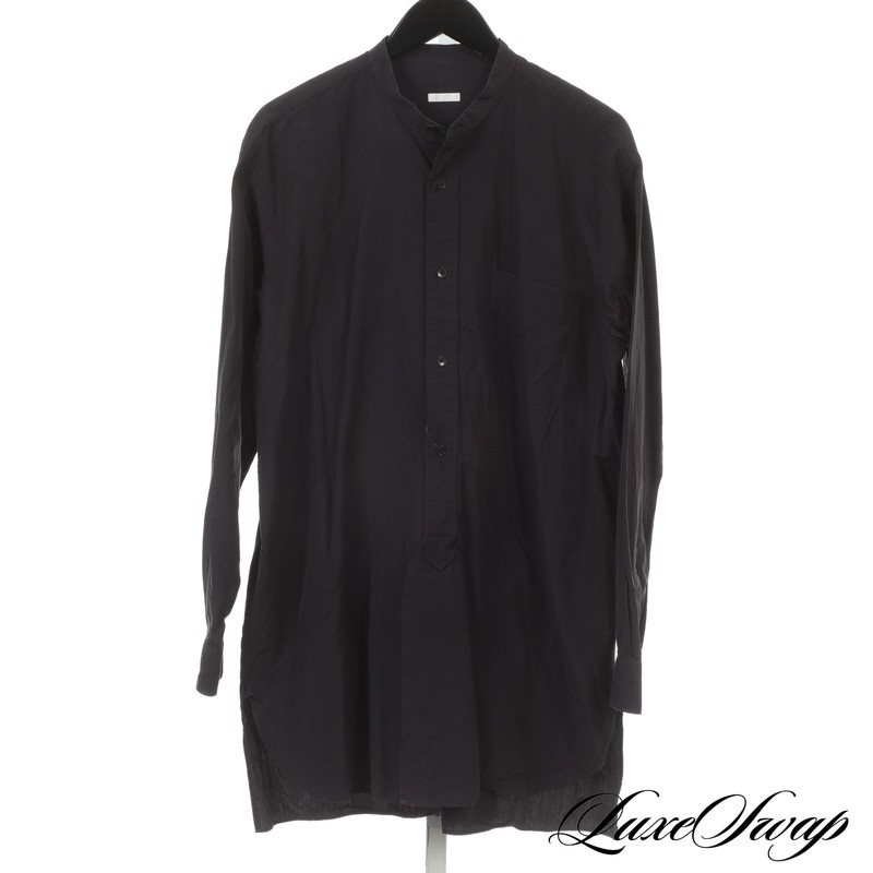 #1 MENSWEAR Comoli Made in Japan Lightweight Black Poplin Long Tunic Shirt 3 NR