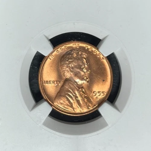 1955-S LINCOLN WHEAT CENT ~ NGC MS 66 RD ~BEAUTIFUL COIN~