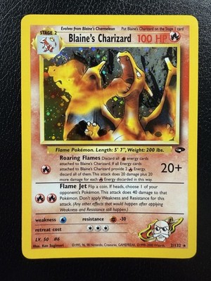 Blaine s Charizard 2/132 Gym Challenge Holo Rare Pokemon Card With Swirl LP