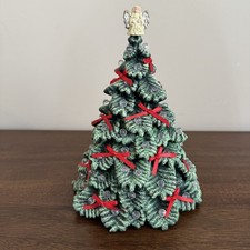 Vintage Ceramic Christmas Tree Green with Red...