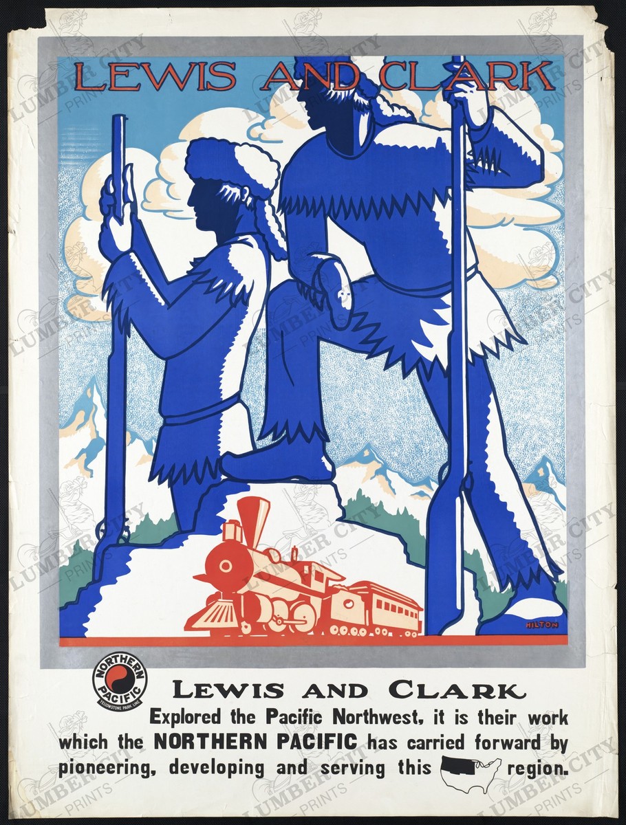 Lewis and Clark Northern Pacific Railway Travel Poster Hilton Wall
