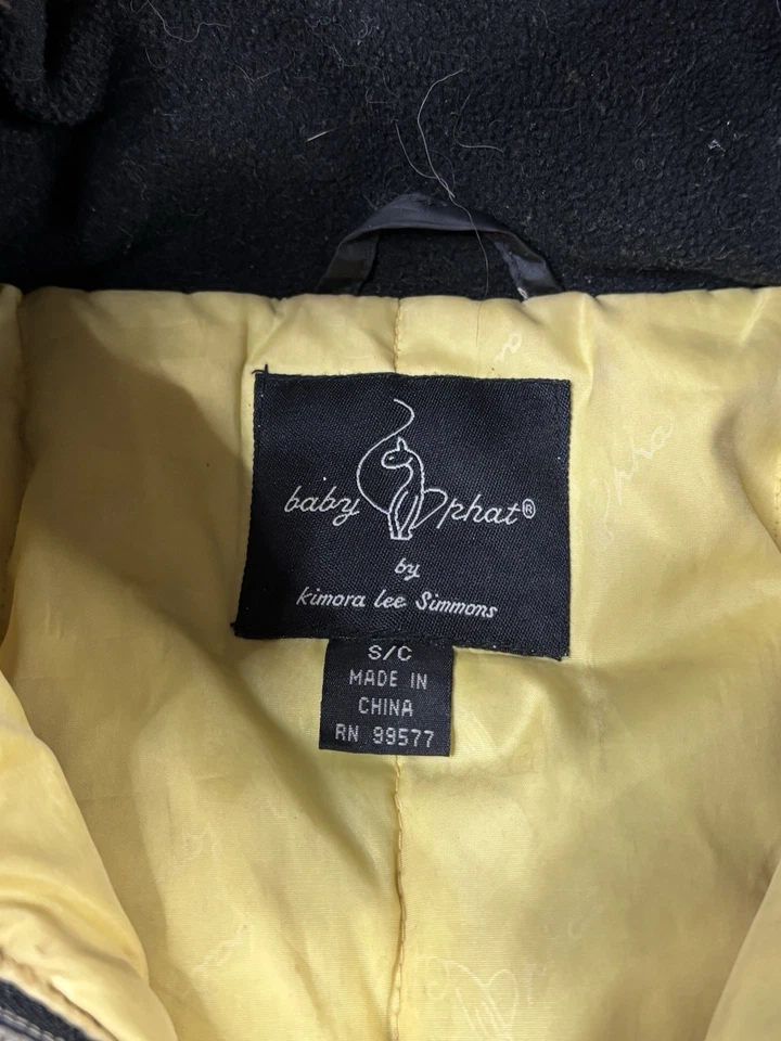 Chaqueta Phat Bebé De Colección Para Mujer S Y2K Negra Amarilla Piel de Coyote Bolsillos Cremallera Foto 4 de 4