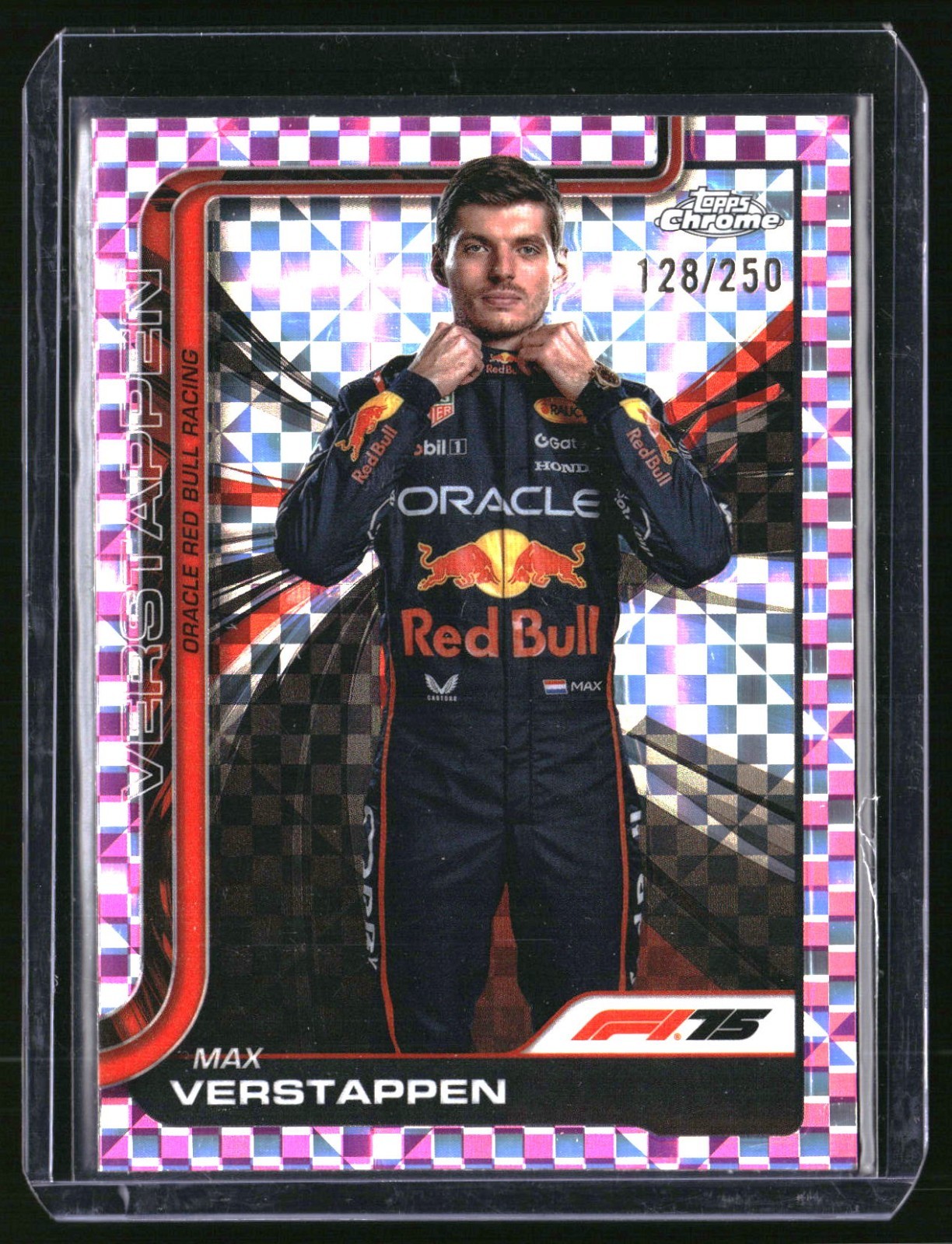 2025 Topps Chrome Formula 1 F1 Max Verstappen Portrait Pink Checker 128/250 #1