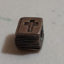 Pandora 925 ALE Sterling Silber Retired Bibel Buch Kreuz Glaube Bead Charm 790261