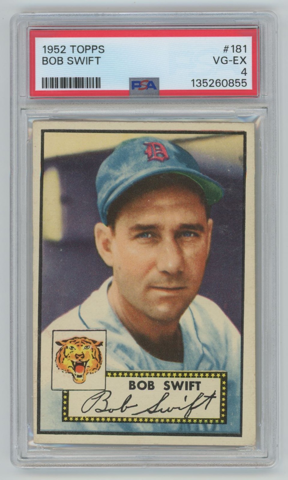 Bob Swift 1952 Topps PSA 4 #181 Detroit Tigers