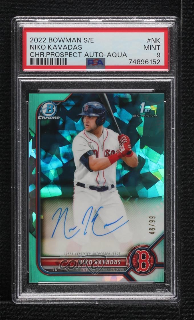 2022 Bowman Sapphire Edition Aqua 46/99 Niko Kavadas PSA 9 MINT Auto 0q21