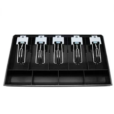 Cash Register Drawer Insert Tray 5 Bill/4 Coin Compartments with Metal Clip f...