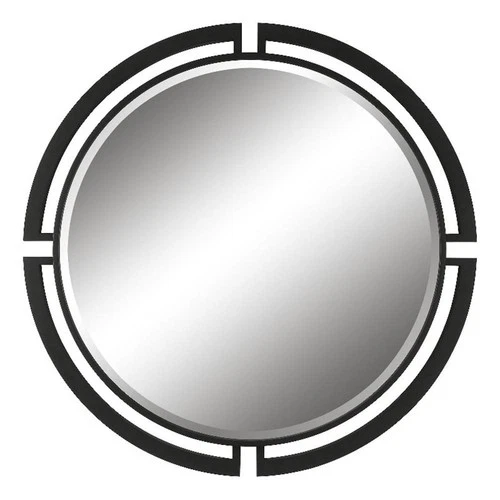 Uttermost Quadrant Round Contemporary MDF and Metal Mirror in Black - Picture 1 of 6