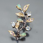 925 Sterling Silver /Nb26941 Unique Design Natural Opal Brooch
