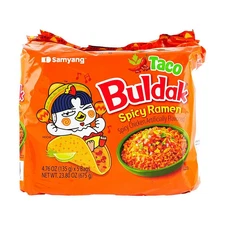 Samyang Buldak Spicy Chicken & Taco Ramen 5 Pack Korean Fire Noodles Limited