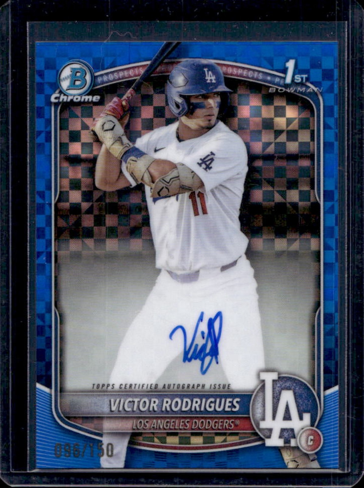 2025 Bowman Victor Rodrigues Chrome Auto Blue X-Fractor 1st #96/150
