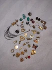 Lot Of Vintage Wearable Costume Jewelry,Half Pins,Half Earrings 1 Necklace