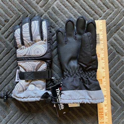 Kids Snow Gloves N'Ice Caps Black Gray White 3M Thinsulate Waterproof S/M NWT - Picture 3 of 5