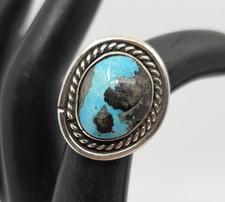 Vintage Navajo Native American Sterling Silver Turquoise Ring Size 5