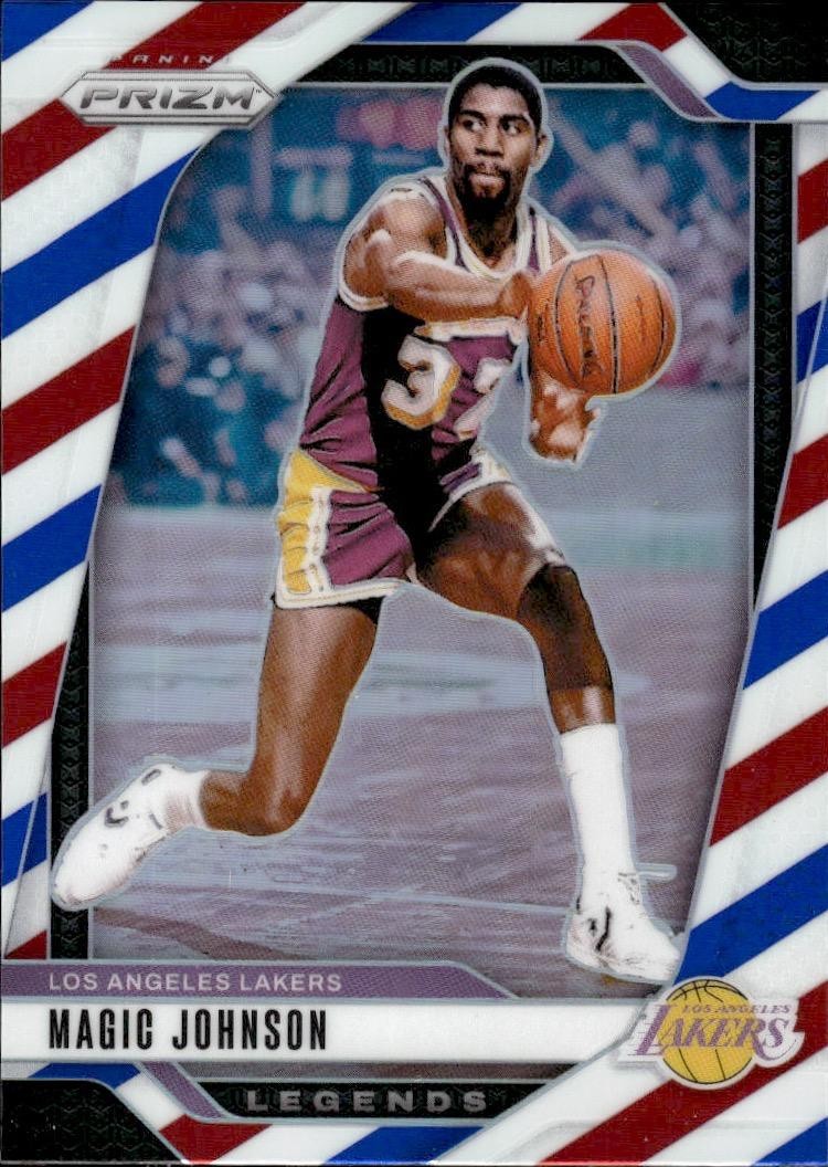 2024-25 Panini Prizm #294 Magic Johnson Prizms Red White and Blue