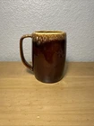 HULL OVEN PROOF BROWN DRIP GLAZE BEER STEIN COFFEE MUG 5"  16 oz. USA “As Is”