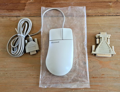Microsoft Maus PC Seriell 2 Tasten DB9 + Adapter DB25 sehr guter Zustand