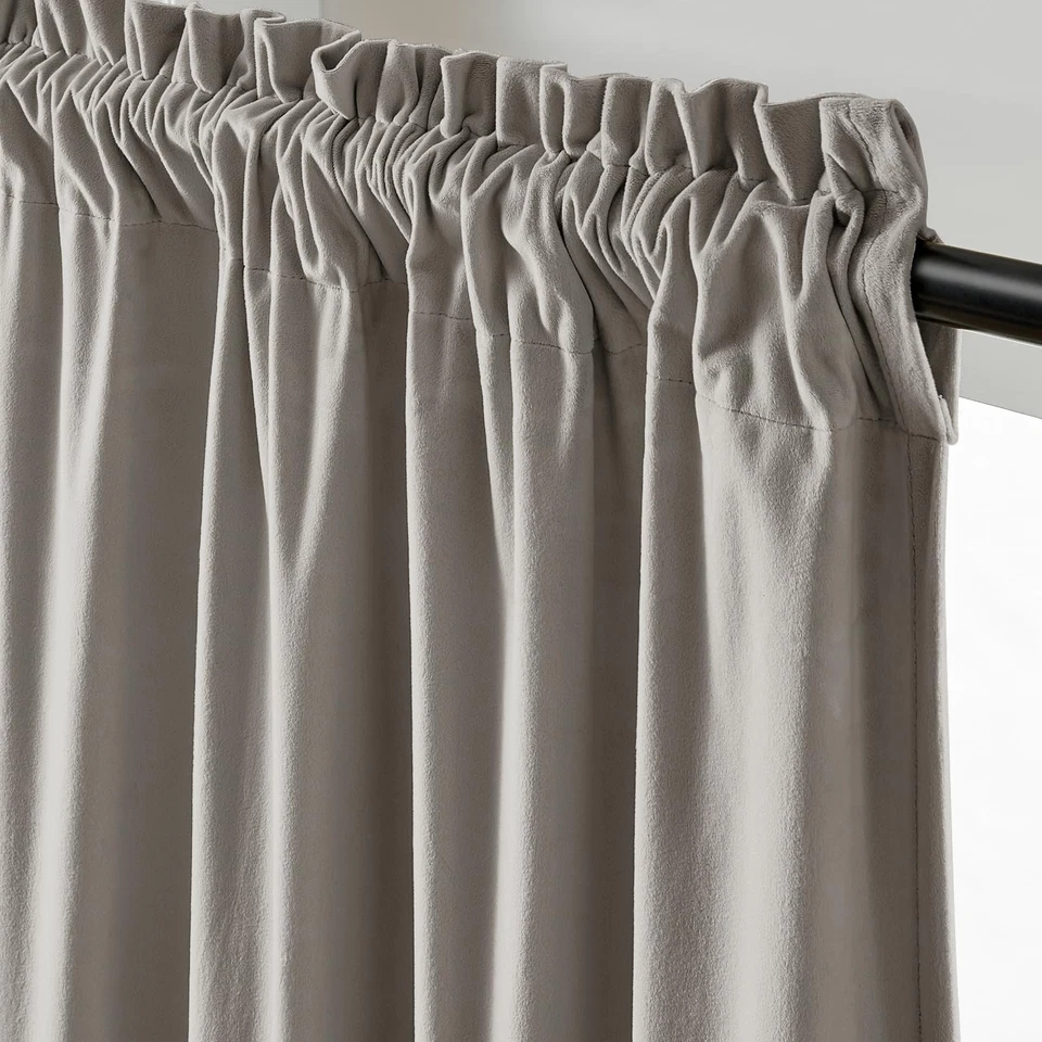 Светло-серые бархатные шторы с термоизоляцией 96 дюймов для десятой комнаты темные... - Изображение 2 из 4