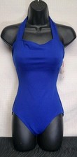 Capezio Women's Team Basics Halter Leotard Royal Blue Wide Neckline Strap SZ LA