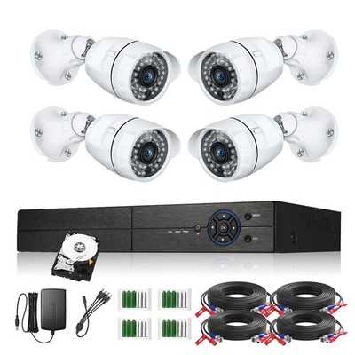 4 Channel Security Camera System 1080P DVR and 4pcs HD Weatherproof Cameras, ...