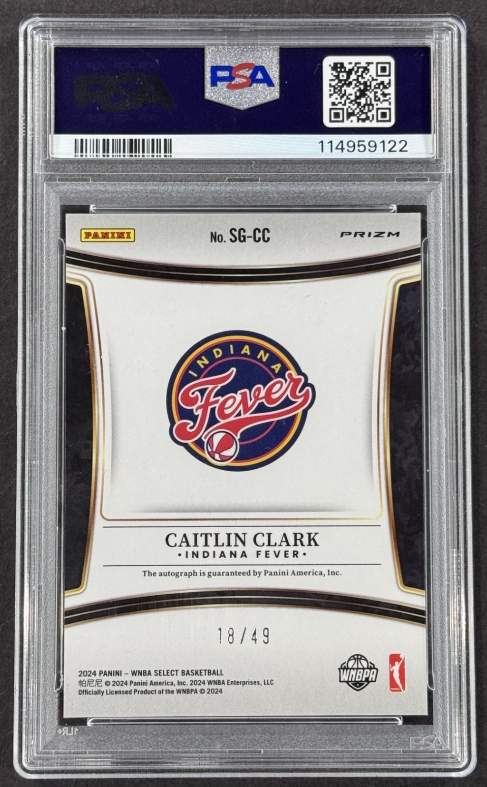 2024 Select Caitlin Clark Blue Prizm RC  /49 PSA 10 Gem Mint Rookie Auto  Pop 6 view 2