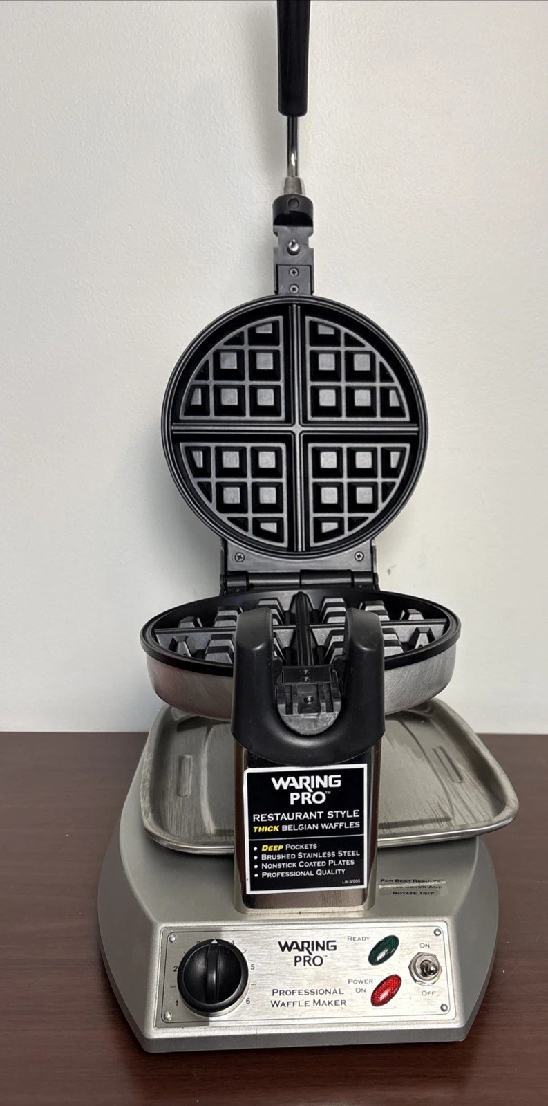 WARING Pro WMK300 Professional Belgian Waffle Maker SIlver clean Tested working