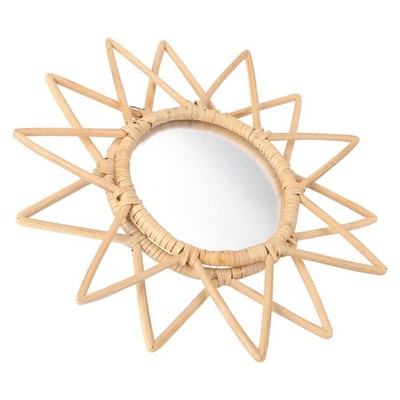 1pc Nordic Dressing Mirror Rattan gewebt Dekorationsspiegel Künstler