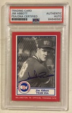 Jim Abbott 1987 Pan Am BDK Red Signed Rookie Baseball Card #25 Certified PSA/DNA