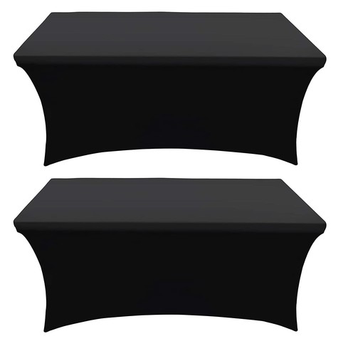 8 Ft Nero Confezione 2 Copritavolo Pieghevole Elasticizzato Stretto Fit Spandex Rettangolare per...