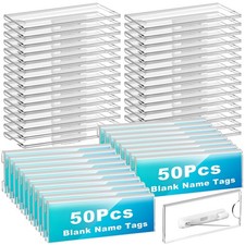50Pcs Blank Name Tags, Acrylic Name Tags with Pins, Clear Blank Names Badges ...