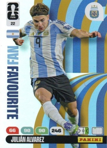 Julian Alvarez Blue Parallel 2022 Panini FIFA World Cup Sticker RC