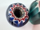Pair Antique Venetian Chevron Rosetta Glass Trade Beads Blue Green Large African — photo 2