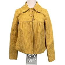 Vintage BB Dakota Women's Yellow Textured Swing Pea Coat Jacket Size M Y2K