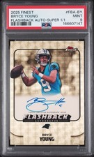 Marketplace image: 2025 TOPPS FINEST FLASHBACK AUTOS SUPERFRACTOR 1/1 #FBA-BY BRYCE YOUNG 1/1 PSA 9