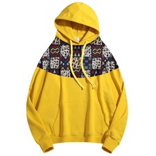 African Print Men's Hoodie, Colorful Geometric Pattern Pullover Sweatshirt