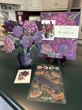 Pop Up Card Paper Flower Bouquet Moonlight Garden Fresh Cut Halloween Never Used