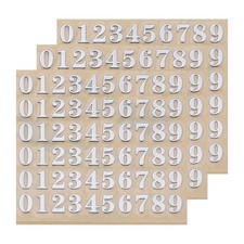 3 Sheets 4.5mm/0.18inch Mini Number Stickers, Number 0-9 Sticker, Silver HEVERCH