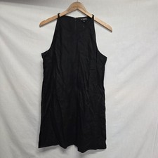J.crew Maxine High-neck Shift Dress Linen Women Size LP Black Sleeveless