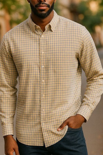 Hart Schaffner Marx -Men's Non Iron Button Down Plaid Long Sleeve, 17 1/2" Neck - Picture 14 of 15