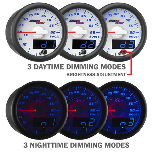 52mm White & Blue MaxTow Double Vision Intake Temperature Gauge - Picture 4 of 6