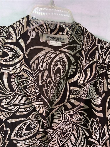 DonnKenny braun weiß ombre Blumenmuster Knopfleiste Top XL leicht weich fließend - Bild 3 von 9